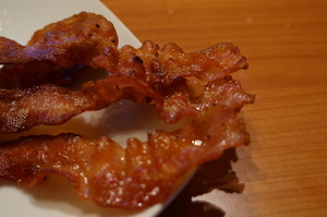 Sprødt bacon er godt til f.eks. en hurtig sandwich eller salat