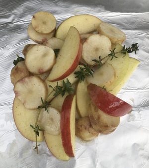 Jordskokker med æble - før bagning